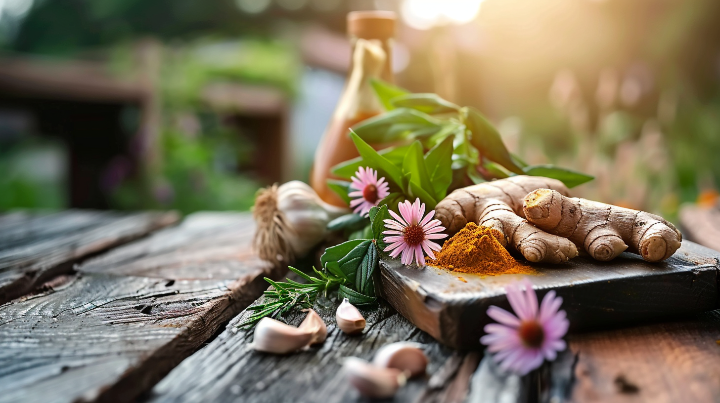 Świeży imbir, kurkuma, czosnek i echinacea – naturalne zioła na wzmocnienie odporności